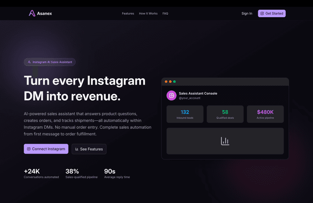 Asanex AI-powered Instagram sales assistant platform