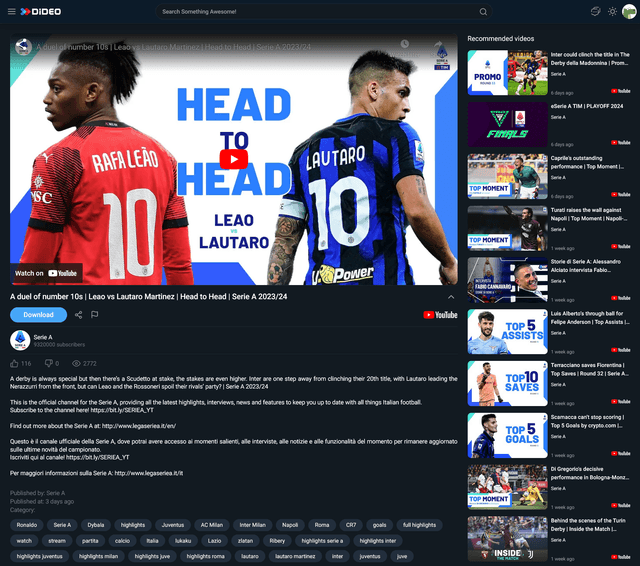 Dideo Chrome extension video player experience